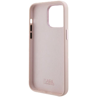 Lagerfeld для iPhone 15 Pro чехол Liquid silicone NFT Choupette metal pin Hard Pink