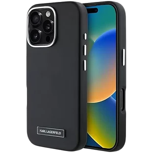 Lagerfeld для iPhone 16 Pro чехол PU Grained Full Wrapped & Metal Camera Hard Black (MagSafe)