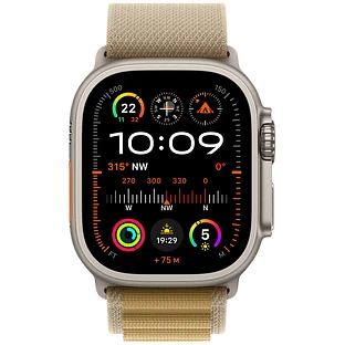 Apple Watch Ultra 2 2024 GPS + Cellular 49mm Natural Titanium Case with Tan Alpine Loop - M
