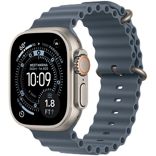 Apple Watch Ultra 3, GPS + Cellular, 49mm, Natural Titanium Case with Anchor Blue Ocean Band - One Size