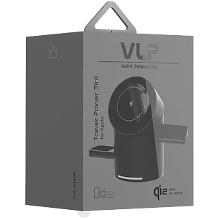 Беспроводное зарядное устройство VLP Tower Power 3 in 1 для Apple, черный титан