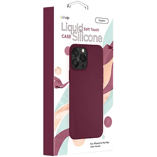 Чехол защитный "vlp" Silicone case with MagSafe для iPhone 14 ProMax, марсала