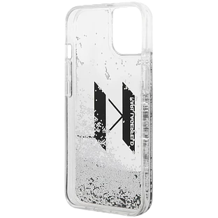 Чехол LAGERFELD Liquid Glitter Big KL logo Hard Серебристый для iPhone 13
