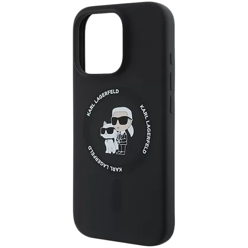 Lagerfeld для iPhone 16 Pro чехол Liquid Silicone NFT Karl & Choupette Hard Black (MagSafe)