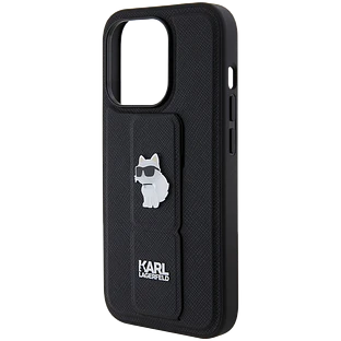 Lagerfeld для iPhone 15 Pro чехол GripStand PU Saffiano NFT Choupette metal Hard Black