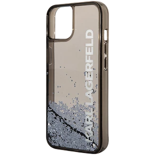 Lagerfeld для iPhone 14 чехол Liquid Glitter Elongated logo Hard Translucent black