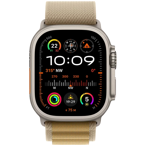 Apple Watch Ultra 2 2024 GPS + Cellular 49mm Natural Titanium Case with Tan Alpine Loop - L