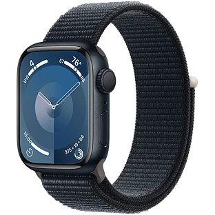 Apple Watch Series 9 GPS, 41 мм, корпус - темная ночь, спортивный нейлоновый ремешок черного цвета