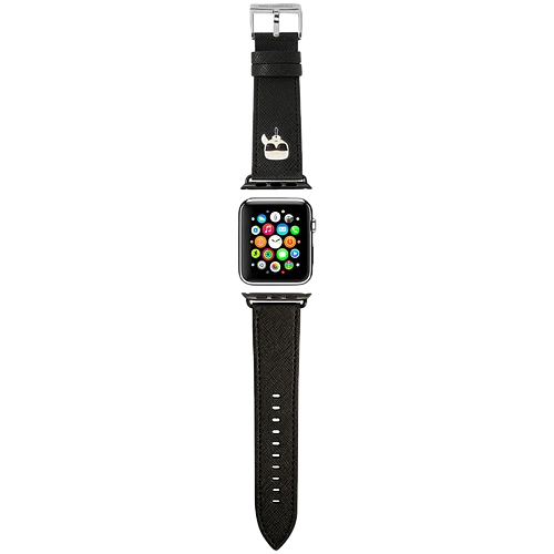 Lagerfeld для Apple Watch 45/44/42 mm ремешок PU Saffiano Karl head Black