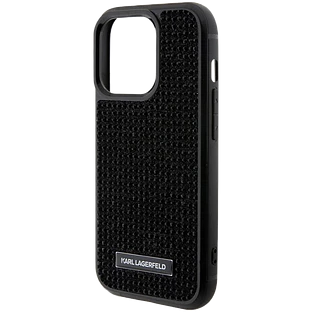 Чехол LAGERFELD Diamond Rhinestone Metal logo Hard Чёрный для iPhone 15 Pro
