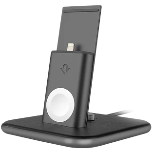 TWELVE SOUTH Подставка-док станция HiRise Duet для Apple Watch - all generations, iPhone X, 8 / 8 Plus, 7 / 7 Plus, 6 Plus / 6s Plus, 6 / 6s, SE, 5 / 5s / 5c, Чёрный/Серебристый