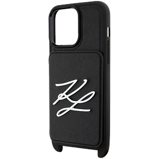 Чехол LAGERFELD Crossbody cardslot PU Saffiano Autograph Hard Чёрный для iPhone 15 Pro Max
