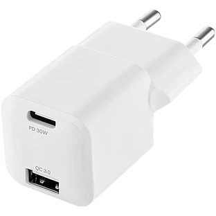 Сетевое зарядное устройство uBear Pulse Dual, GaN, 30 Вт, белый