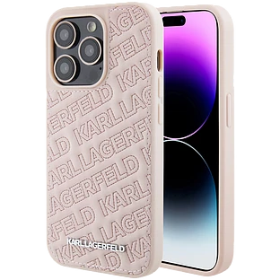 Чехол LAGERFELD Quilted Logo pattern Hard Розовый для iPhone 15 Pro