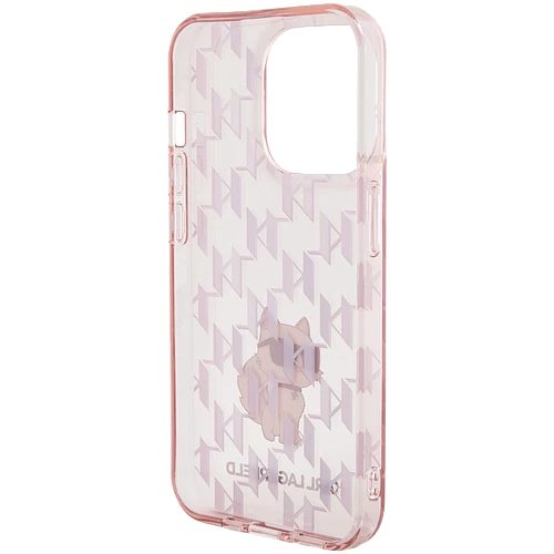 Lagerfeld для iPhone 15 Pro чехол PC/TPU Monogram NFT Choupette Hard Pink