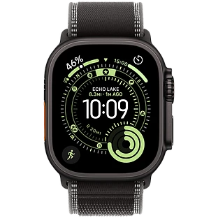 Apple Watch Ultra 3, GPS + Cellular, 49mm, Black Titanium Case with Black/Charcoal Trail Loop - M/L