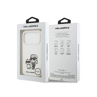 Чехол KARL LAGERFELD для iPhone 17 Pro Max Liquid Silicone Sketch Karl & Choupette Hard White (MagSafe)