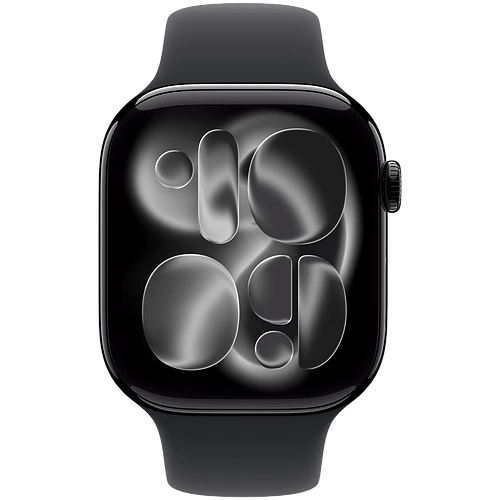Apple Watch Series 11, GPS, 46mm, Jet Black Aluminium Case with Black Sport Band - S/M