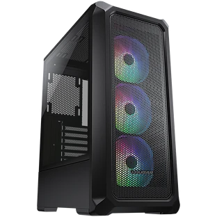 Корпус COUGAR GAMING Midi Tower,  ATX, 7 слотов, USB 3.0, USB 2.0, Аудио разъем, Защитное антивандальное закаленное стекло, Power Button, Кнопка управления RGB, Светодиодный индикатор, PSU optional, Window, Поддержка системы жидкостного охлаждения, RGB LE