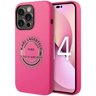 Lagerfeld для iPhone 14 Pro чехол Liquid silicone RSG Round logo Hard Pink
