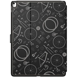 Чехол-книга SPECK Balance FOLIO Print (Дизайн BikeParts)  Чёрный/Сланцевый серый для iPad (5-го и 6-го поколения)
