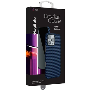 Чехол защитный "vlp" Kevlar Case с MagSafe для iPhone 16 ProMax, темно-синий