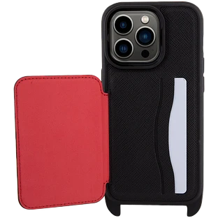 Lagerfeld для iPhone 15 Pro чехол Crossbody cardslot PU Saffiano Autograph Hard Black