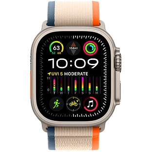 Apple Watch Ultra 2 2024 GPS + Cellular 49mm Natural Titanium Case with Orange/Beige Trail Loop - M/L