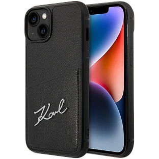 Lagerfeld для iPhone 14 чехол PU Signature logo with Cardslot Hard Black