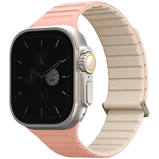 Uniq для Apple Watch 49/45/44/42 mm ремешок Revix EVO reversible Magnetic Crepe Pink/Ivory