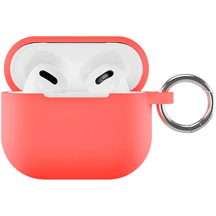 Чехол силиконовый VLP для AirPods 3 (2021),с кольцом, Soft Touch, кораловый