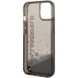 Lagerfeld для iPhone 14 чехол Liquid Glitter Elongated logo Hard Translucent black