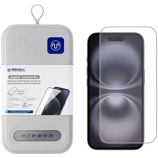 Защитное стекло MOCOLL 2.5D iPhone 16 Plus / 15 Plus / 14 Pro Max + Установочный комплект