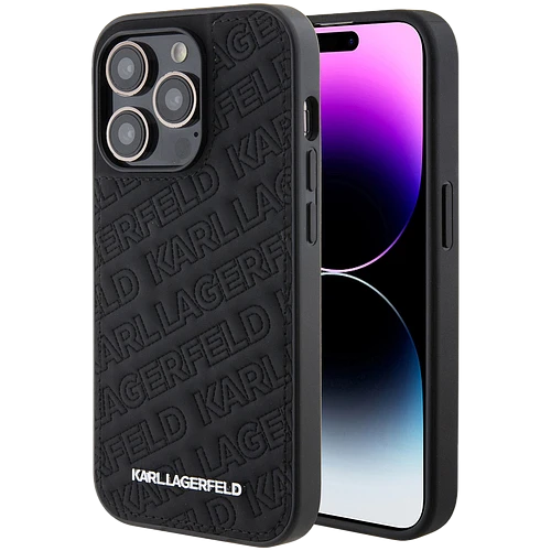 Lagerfeld для iPhone 15 Pro чехол PU Quilted Logo pattern Hard Black