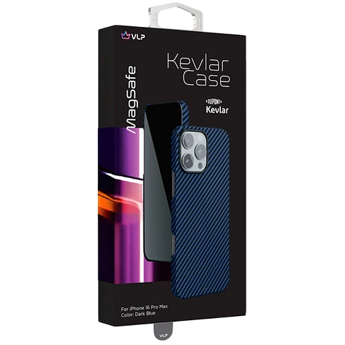 Чехол защитный "vlp" Kevlar Case с MagSafe для iPhone 16 ProMax, темно-синий