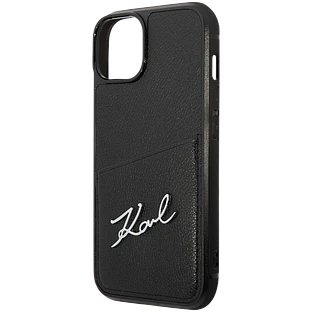 Lagerfeld для iPhone 14 чехол PU Signature logo with Cardslot Hard Black