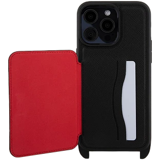 Lagerfeld для iPhone 15 Pro Max чехол Crossbody cardslot PU Saffiano RSG Hard Black