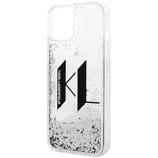 Чехол LAGERFELD Liquid Glitter Big KL logo Hard Серебристый для iPhone 13