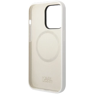 Lagerfeld для iPhone 14 Pro чехол Liquid silicone RSG logo Hard White/Orange (MagSafe)