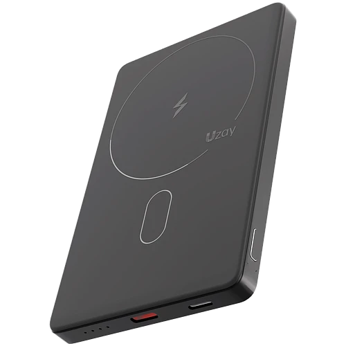 Аккумулятор внешний Uzay Slim Powerbank 5000 mAh, 3A, USB-C, Lightning, черный