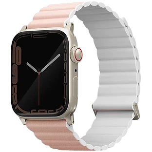 Uniq для Apple Watch 41/40/38 mm ремешок Revix Premium Ed. Leather/Silicone Blush Pink/White
