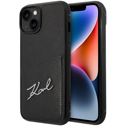 Lagerfeld для iPhone 14 чехол PU Signature logo with Cardslot Hard Black