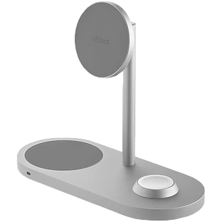 Беспроводное зарядное устройство uBear Stage Pro, 3-в-1, MagSafe совместимое, цвет: серебро