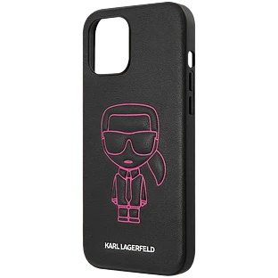 Чехол Lagerfeld для iPhone 12 Pro Max (6.7) PU Ikonik outlines Metal logo Hard Black/Pink