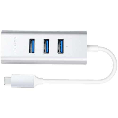 Хаб Satechi Type-C 2-in-1 USB Hub with Ethernet, Silver