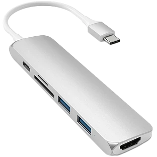 Адаптер Satechi Slim Aluminum Type-C Multi-Port Adapter V2, Silver