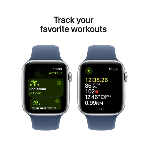 Apple Watch SE 2 (2024) GPS 40mm Silver Aluminium Case with Denim Sport Band - S/M