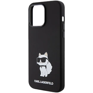 Lagerfeld для iPhone 15 Pro чехол Liquid silicone NFT Choupette Hard Black