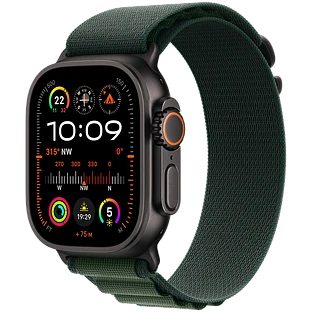 Apple Watch Ultra 2 2024 GPS + Cellular 49mm Black Titanium Case with Dark Green Alpine Loop - L