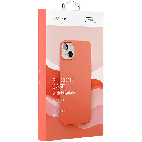 Силиконовый чехол VLP c MagSafe для iPhone 13, коралловый